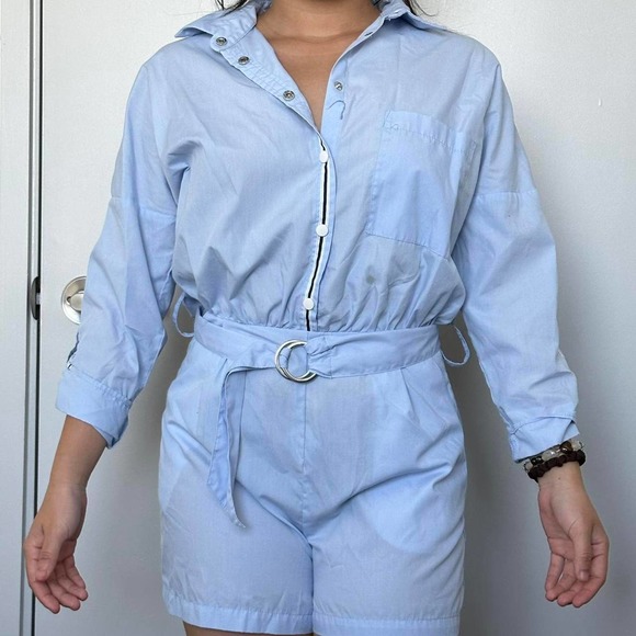Zara blue button down romper - Picture 3 of 8